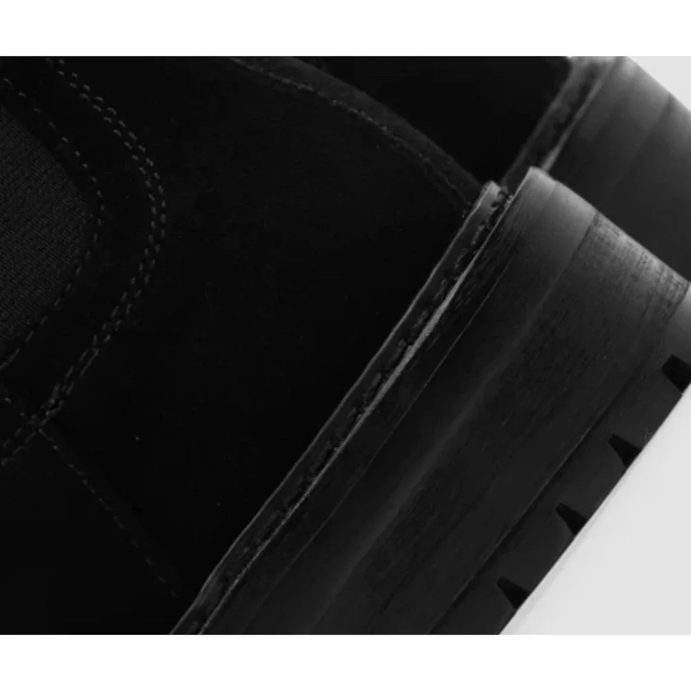 Saint Morta Mens 11 Suede Chelsea Boots Black Lug Sole Ankle Streetwear Pull‎ On